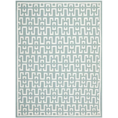 SAFAVIEH Dhurries DHU621A Handwoven Seafoam / Ivory Rug - Image 1 of 4