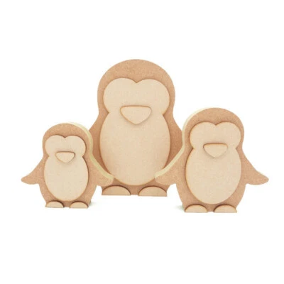 Lindo Pingüino Independiente Forma Pájaro MDF Madera Artesanal Blanco 18mm Navidad Vivero