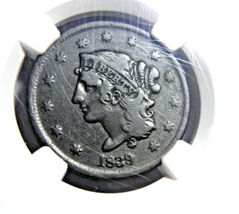 1839 BOOBY HEAD LGE 1c NGN F 12BN AVIDLY SOT TYPE COIN PQ FOR GRADE Cover