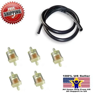 GAS FUEL LINE BLACK 39" & 5 PACK FUEL FILTER GY6 SCOOTER ATV JMSTAR TAOTAO SUNL - Picture 1 of 1