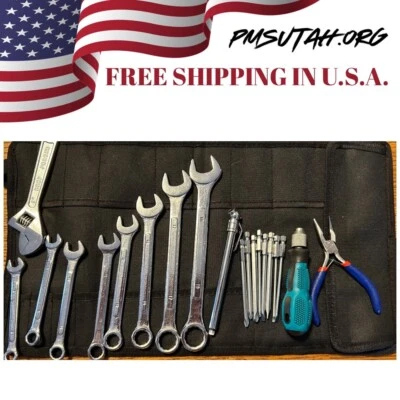 卷起摩托车工具套件袋袋口袋重型公制扳手套装工具 — 第 1/4 张图片