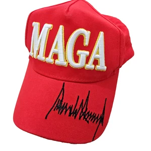 Cappello Donald Trump 2024 adulto firmato ricamato MAGA cappello berretto regolabile rosso - Foto 1 di 7