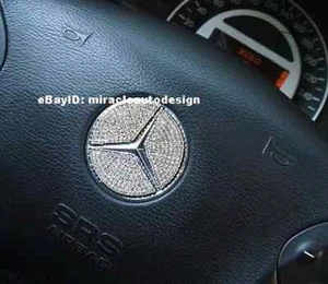 CRYSTAL STEERING WHEEL BADGES (MADE WITH SWAROVSKI) MERCEDES W203 W202 W164 W163 - Picture 1 of 5