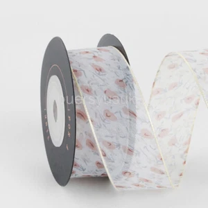 10/25 Yds Sweet Floral / Tulip / Daisy Sheer Organza Ribbon - 2.5cm 4cm Widths - Picture 1 of 10