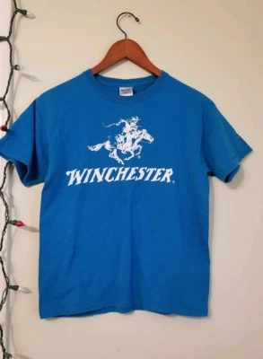 Camiseta WINCHESTER Horseman Azul 100% Algodón Talla M Juvenil Caza Campo Logo Camiseta Foto 1 de 4