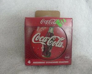 4 Coca-Cola Absorbent Stoneware Coasters with Natural Cork Back. - Picture 1 of 2