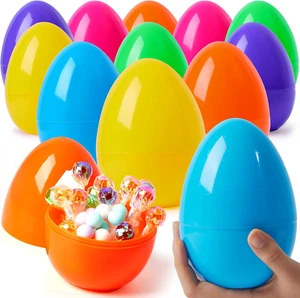 JOYIN 12 Pcs Jumbo Plastic Easter Eggs, 6 Inches Colorful Giant Eggs Fillable fo - Picture 1 of 12