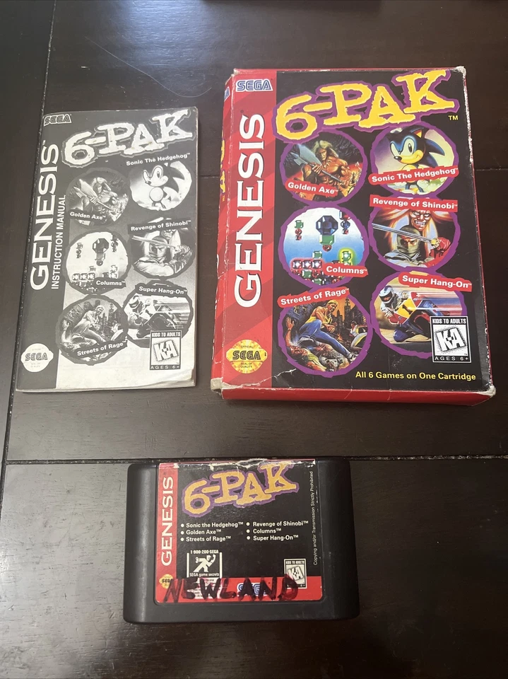 6-Pak [Cardboard Box] (Sega Genesis, 1995) CIB + PROTECTOR - Image 1 of 4