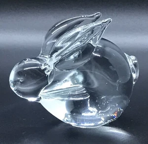 Murano Hand blown Clear Glass Bunny Rabbit Paperweight Figurine - Picture 1 of 5
