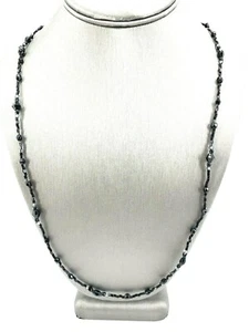 Vintage Liz Claiborne Necklace Black Glass Faceted Beads Dainty 29" Long - Picture 1 of 4