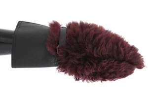 Dolce&Gabbana Women Red Mittens Leather Fur Lined Wrist Length Thermal Gloves - Picture 1 of 9