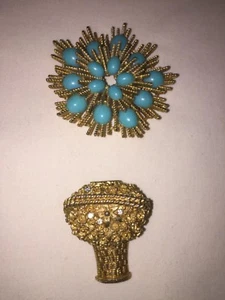 Vintage AVON Gold tone Pins Brooch Lot of 2 - Picture 1 of 6