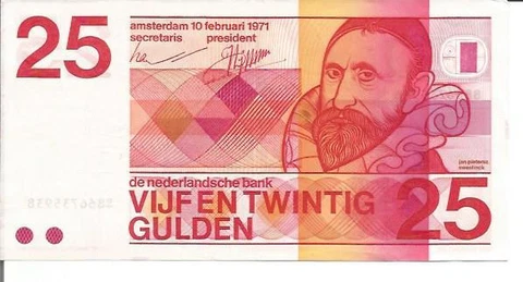NETHERLANDS 25 GULDEN 1971  P 92. VF-XF. SALE. 4RW 25MAI Cover