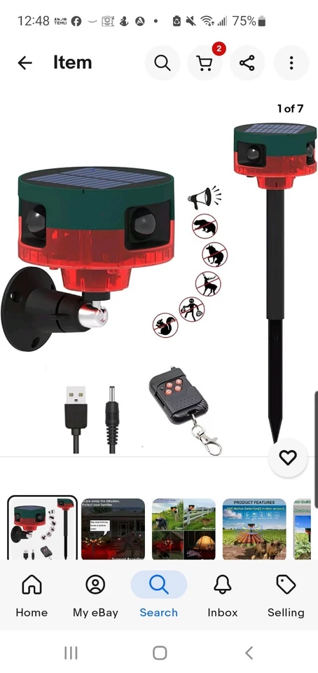 Solar Outdoor Motion Sensor Alarm-Dog Barking&Gunshot Sound,130Db Loud Noise Mak - Image 1 of 1