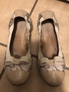 Authentic Salvatore Ferragamo Elastic My Paris Snake Print Bow Ballet Flats SZ 5 - Picture 1 of 8