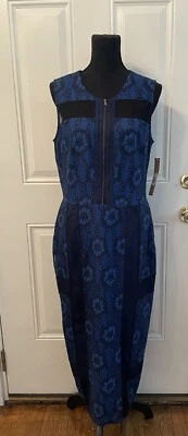 RACHEL RACHEL ROY Size 14 Sleeveless Blue Sheath Dress with Black Net Overlay - Image 1 of 4