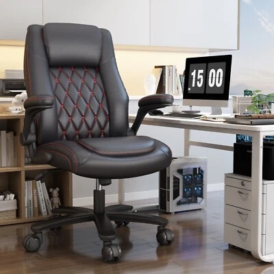 Silla de Oficina Ergonómica 400lbs Cuero PU Ejecutiva Computadora Escritorio Silla con Roca Foto 1 de 4