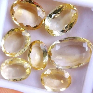 Lote de 7 piezas de piedras preciosas de cabujón facetado citrino natural de 60 quilates 21x14 14x10 mm #R -10568 - Imagen 1 de 8