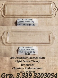 1962 AMC/Rambler License Plate Light Lense (Clear) Classics / Ambassadors N.O.S. - Picture 1 of 5