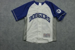 Los Angeles Dodgers Jersey Youth 8 Blue White MLB Baseball Matt Kemp 27 Button - Picture 1 of 10