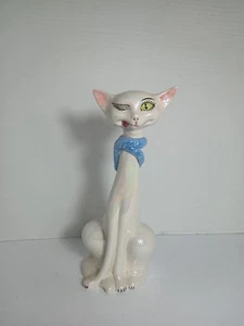 Seltene Vintage MCM Atlantic Form Keramik Katze Figur handbemalt Tiere Haustiere  - Bild 1 von 21
