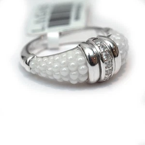 LAGOS New Silver and White Caviar Marine Ceramic Diamond Taper Ring Size 7 - Picture 1 of 10