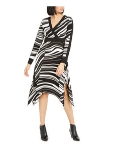 ALFANI Womens White Zebra Print Long Sleeve Baby Doll Dress Size: 6 - Picture 1 of 11