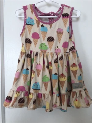 Vestido Eleanor Rosa Niñas Talla 4-5 Estampado Helado Sin Mangas Caprichoso Girado Foto 1 de 4