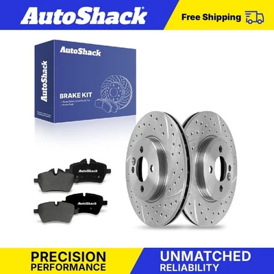 Front Drilled Slotted Brake Rotors Premium Ceramic Pads for Mini Cooper Foto 1 de 4
