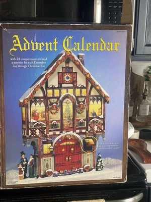 Costco Wooden Advent Calendar Santa Victorian Chalet House 24 Doors 23” Tall  - Image 1 of 4
