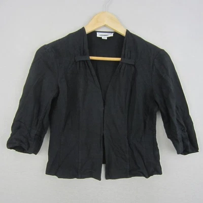 Saba Jacket Womens 10 Black Wool 3/4 Sleeve Cropped Fitted - image 1 of 4