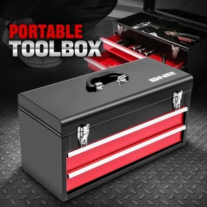 Workshop Garage Household Lockable 20" 2-Drawer Steel Tool Box Organizer Storage - Picture 1 of 7