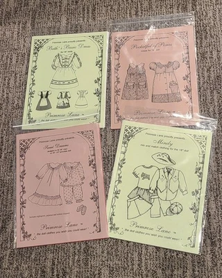 Primrose Lane 18-inch Doll Clothes Patterns - Lot Of 4 - Image 1 of 4
