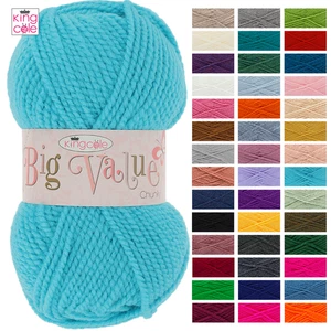 King Cole Big Value Chunky Acrylic Wool 100g Knitting Yarn - All Colours - Picture 1 of 47