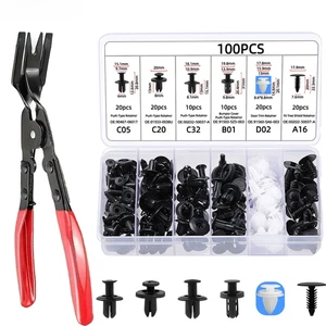 100 Pcs Car Fastener Clip 6size Car Bumper Door Trim Fixing Kit Disassembly Tool - Picture 1 of 10