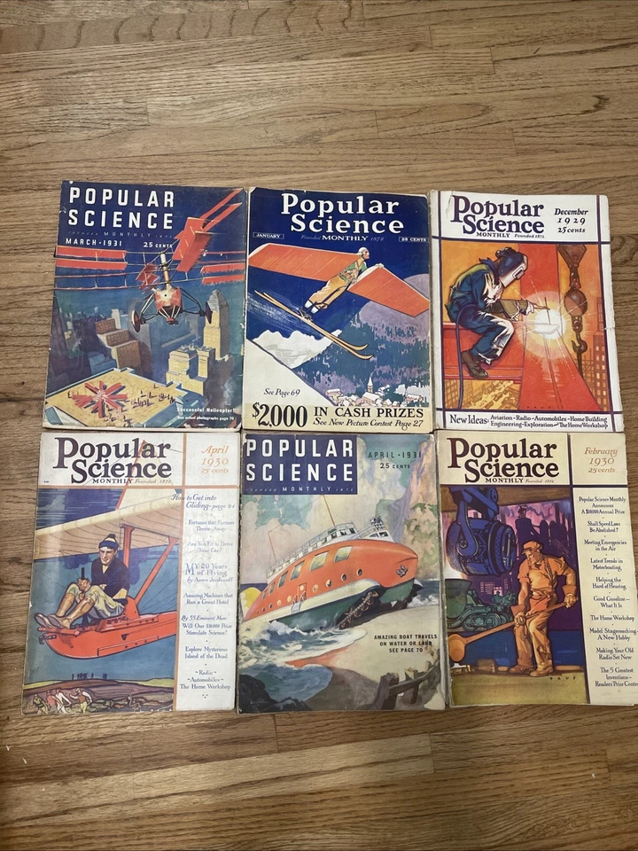 1930- 1931 Popular Science Magazine Lot of 6 Amazing Ads & Articles RARE! Foto 1 de 2
