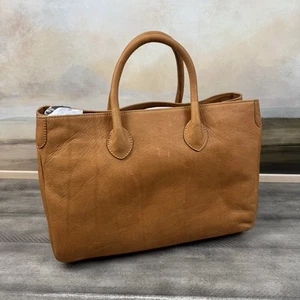 Mark & Graham Elisabetta Camel Sauvage Leather Handbag Purse Flaws Spots Read - Picture 1 of 11