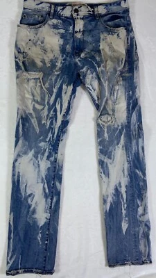 Pantalones de mezclilla holgados para hombre Akoo Empire Brand 36x33 salpicaduras de pintura lavada con ácido azul Foto 1 de 4