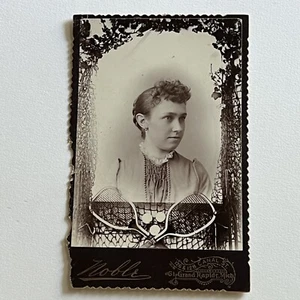 Antique Cabinet Card Photograph Beautiful Woman Tennis Grand Rapids MI Lampman - Picture 1 of 10