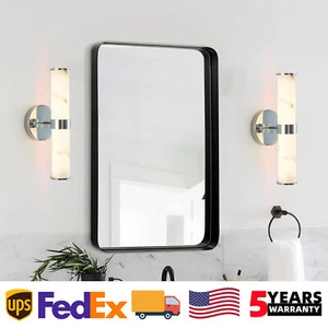 2 Pack indoor LED Wall Sconce Light Modern Chrome Marble Texture Bedroom Fixture - Picture 1 of 12