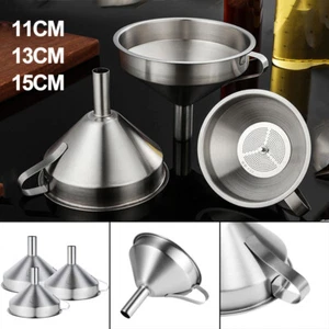3x Stainless Steel Funnel Oil Liquid Funnel Metal Funnel with Detachable Filter - Picture 1 of 12