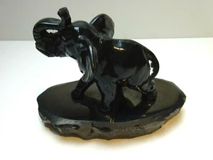 Elephant Figurine Black Trunk Figure - Picture 1 of 6