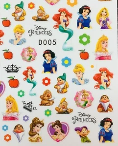 Arte en uñas 1 hojas Princesas-Mickey Minnie Desing + VENDEDOR DE EE. UU. - Imagen 1 de 8