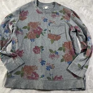 Gray Floral Sweatshirt Sweater Womens XL 100% Cotton - Picture 1 of 8