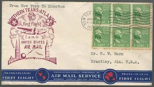 US First Flight Airmail Cover New York to Shediac Canada Pan Am 1939 US Sc 804 - Picture 1 of 2