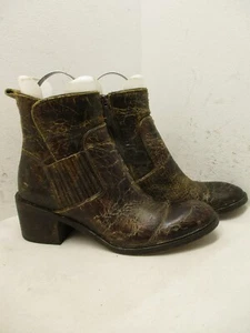 Donald J Pliner Brown Cracked Leather Womens Ankle Boots Size 8 M - Picture 1 of 14