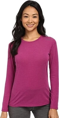 Brooks 女式 Distance 长袖 Heather Currant T 恤,紫色,小号 — 第 1/4 张图片