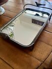 TRAY- Mirrored Cast Metal Vanity Tray With Birds On Handles Brown 16" X 9.5"