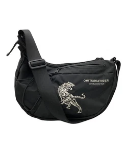 Onitsuka Tiger Black Messenger Bag Embroidered Tiger Crossbody Shoulder Unisex - Picture 1 of 5