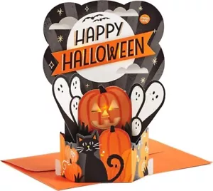 3D Pop-Up HALLOWEEN Greeting Card Hallmark Paper Wonder LIGHT & MUSIC NIP - Picture 1 of 3